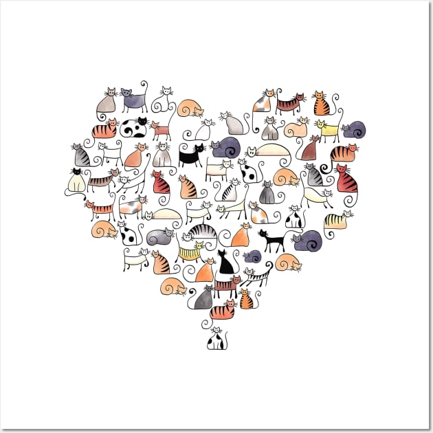 Heart Shaped Cats Wall Art by ninishop